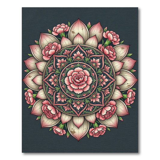 Blush Pink Lotus Floral Mandala Round Rug