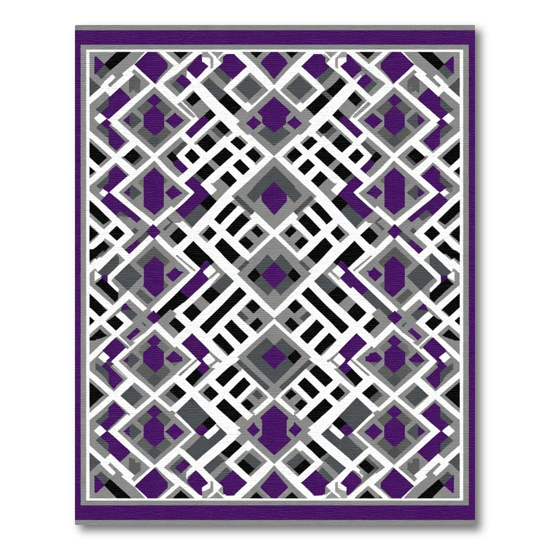 Purple Abstract Geometric Interlocking Shapes Rug