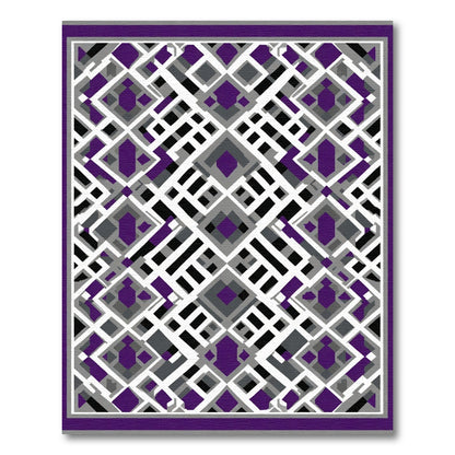 Purple Abstract Geometric Interlocking Shapes Rug
