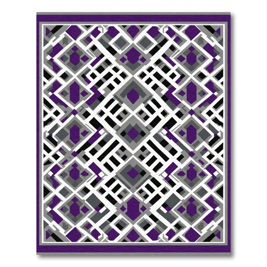 Purple Abstract Geometric Interlocking Shapes Rug