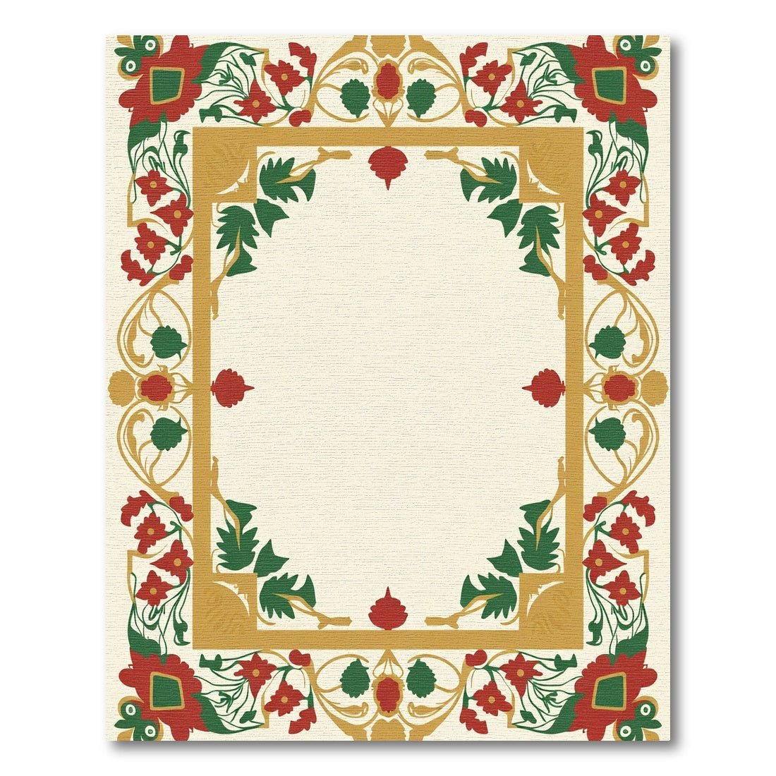 Crimson Floral Golden Border Rug