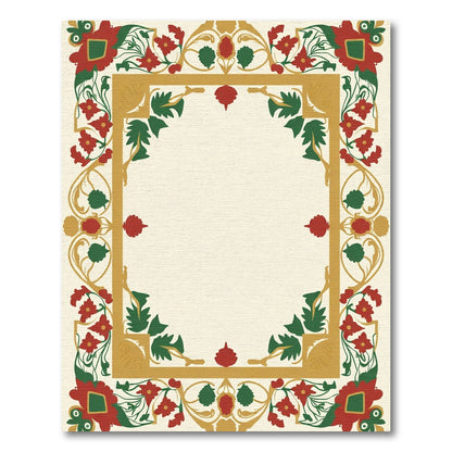 Crimson Floral Golden Border Rug
