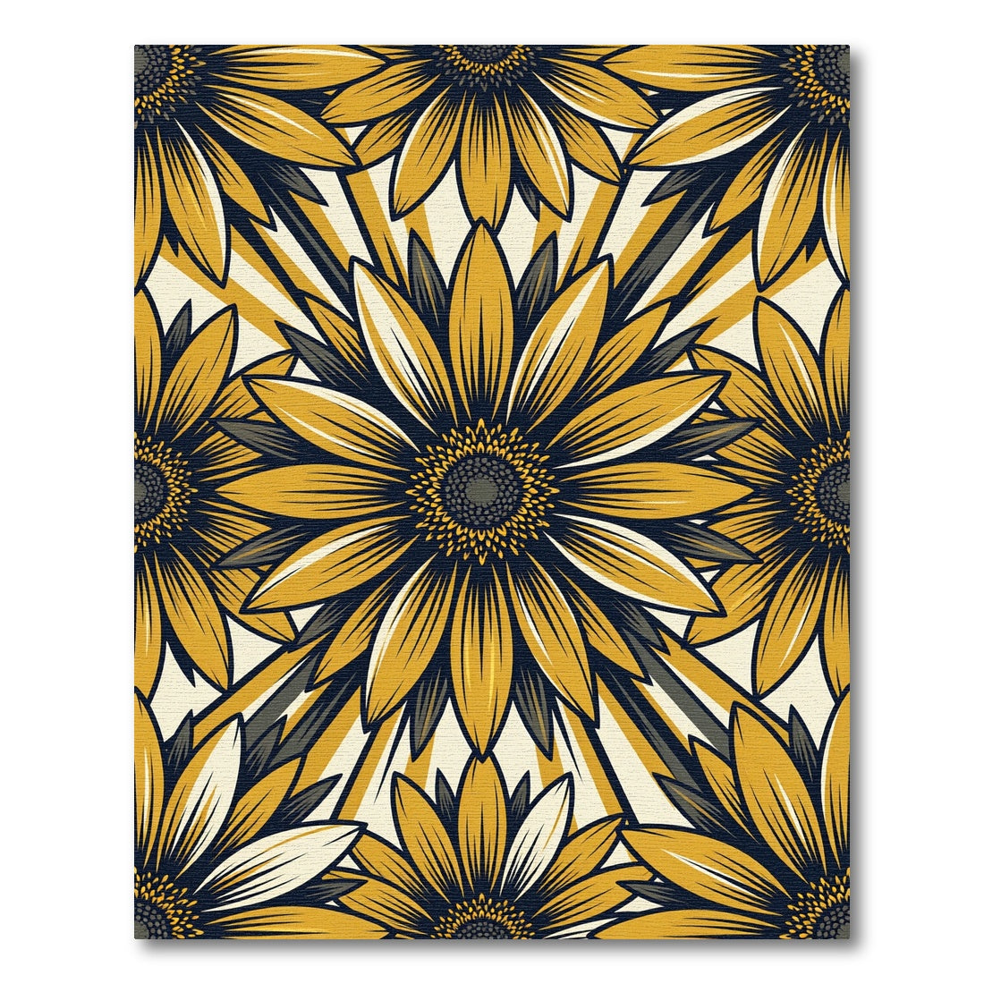 Golden Yellow Sunflower Sunburst Rug