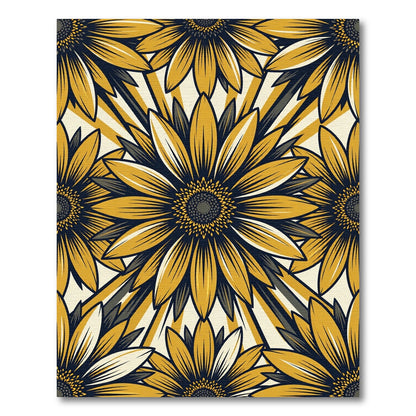Golden Yellow Sunflower Sunburst Rug