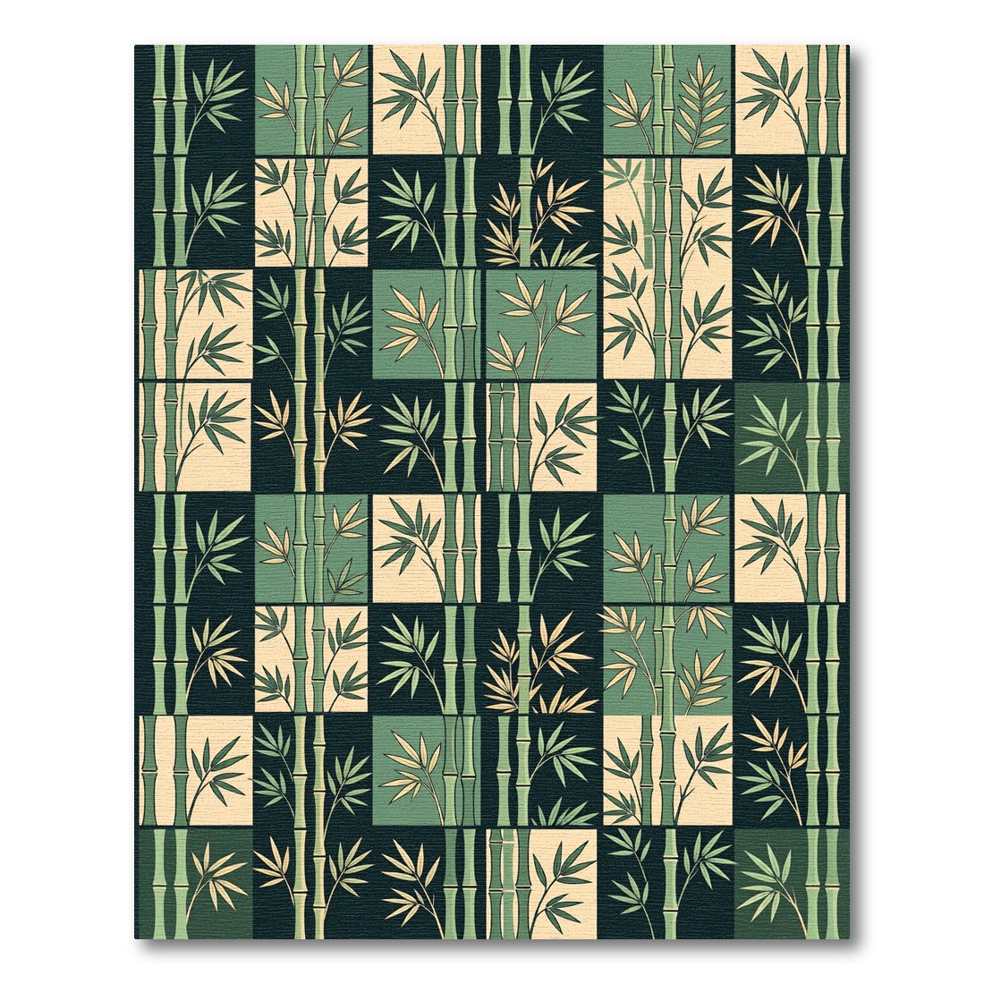 Bamboo Forest Grid Sage Olive Cream Rug