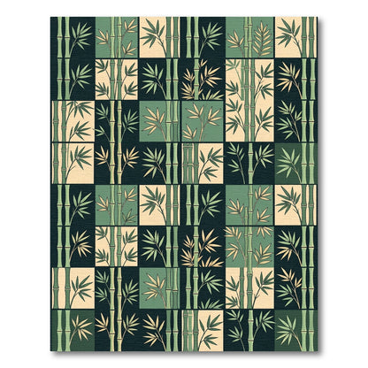 Bamboo Forest Grid Sage Olive Cream Rug
