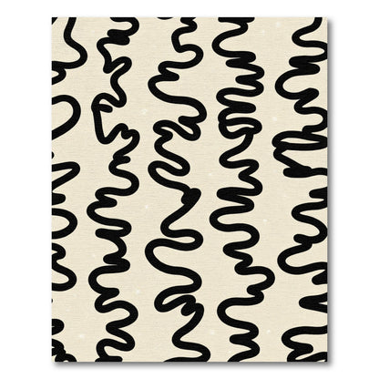 Minimalist Black Wavy Lines Rug