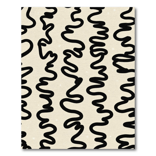 Minimalist Black Wavy Lines Rug