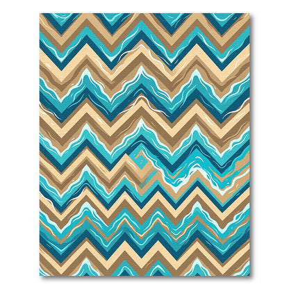 Teal Ocean Wave Chevron Abstract Rug