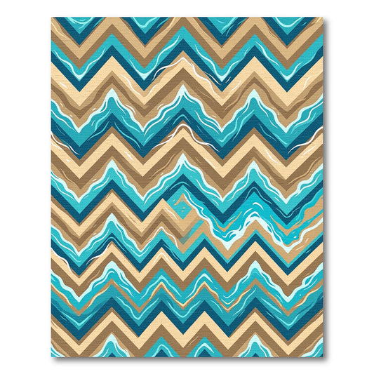 Teal Ocean Wave Chevron Abstract Rug