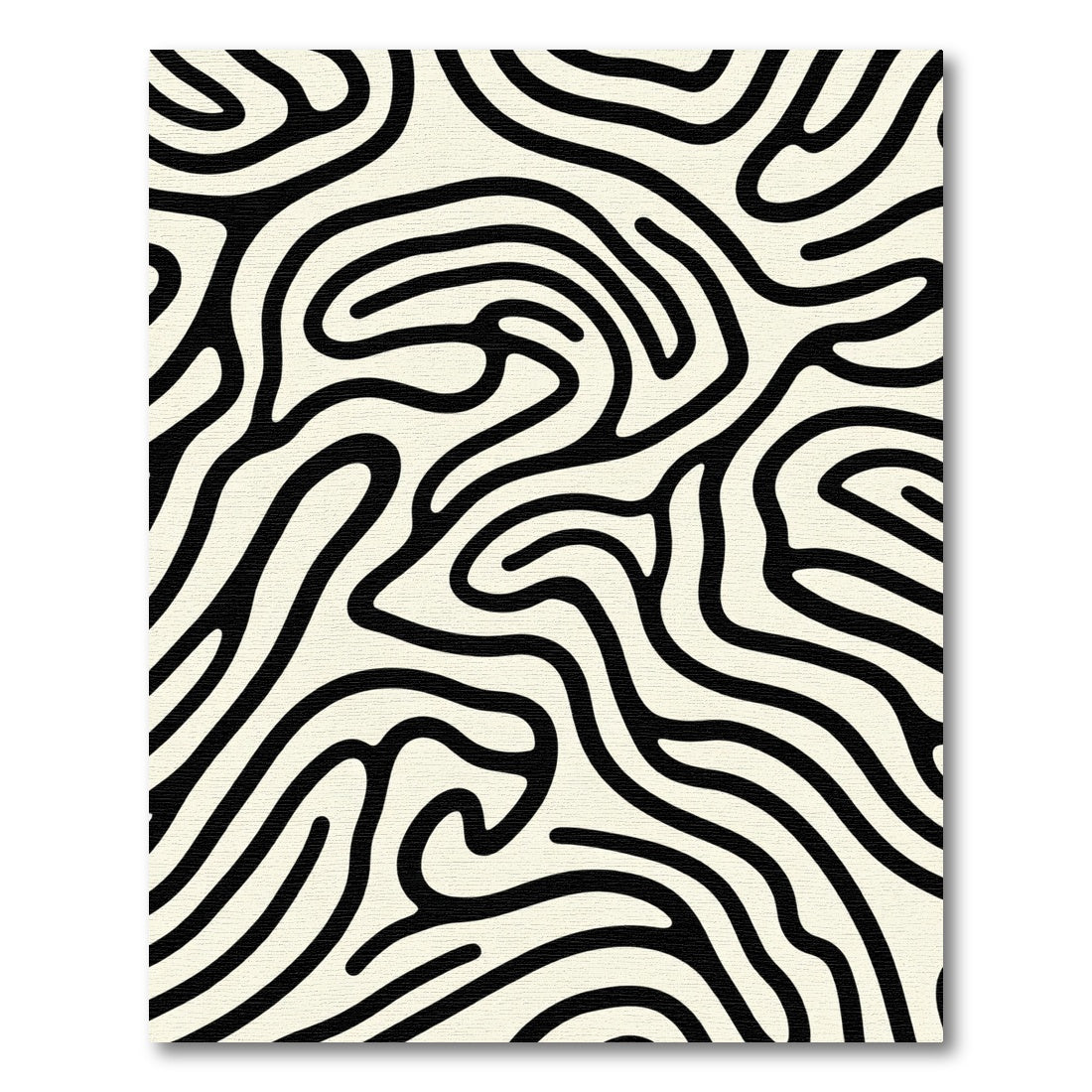 Cream Black Abstract Stripe Rug