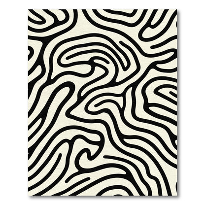 Cream Black Abstract Stripe Rug