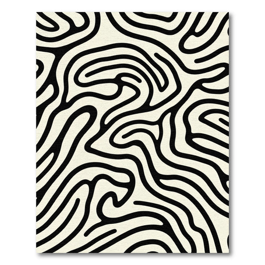 Cream Black Abstract Stripe Rug