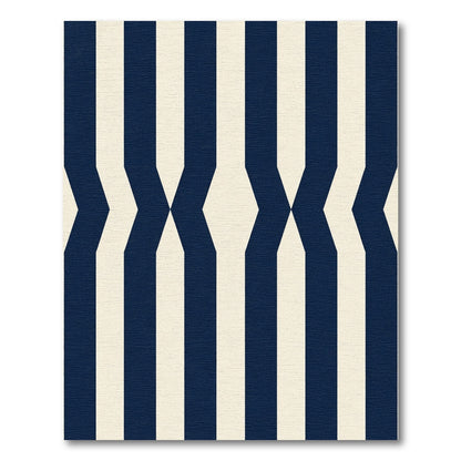 Navy Cream Geometric Arrow Stripe Rug