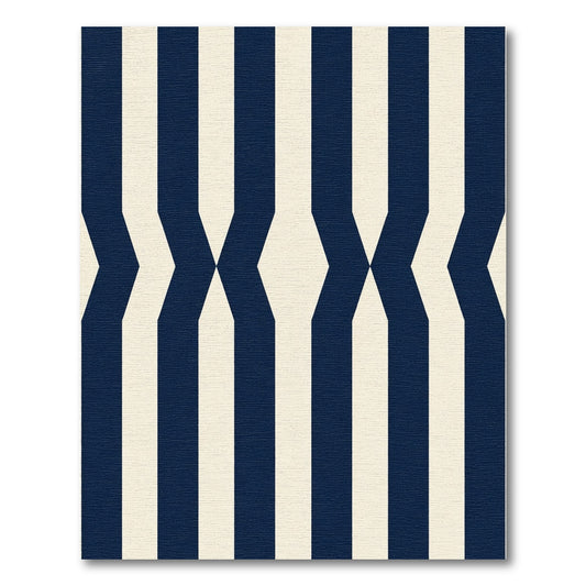 Navy Cream Geometric Arrow Stripe Rug