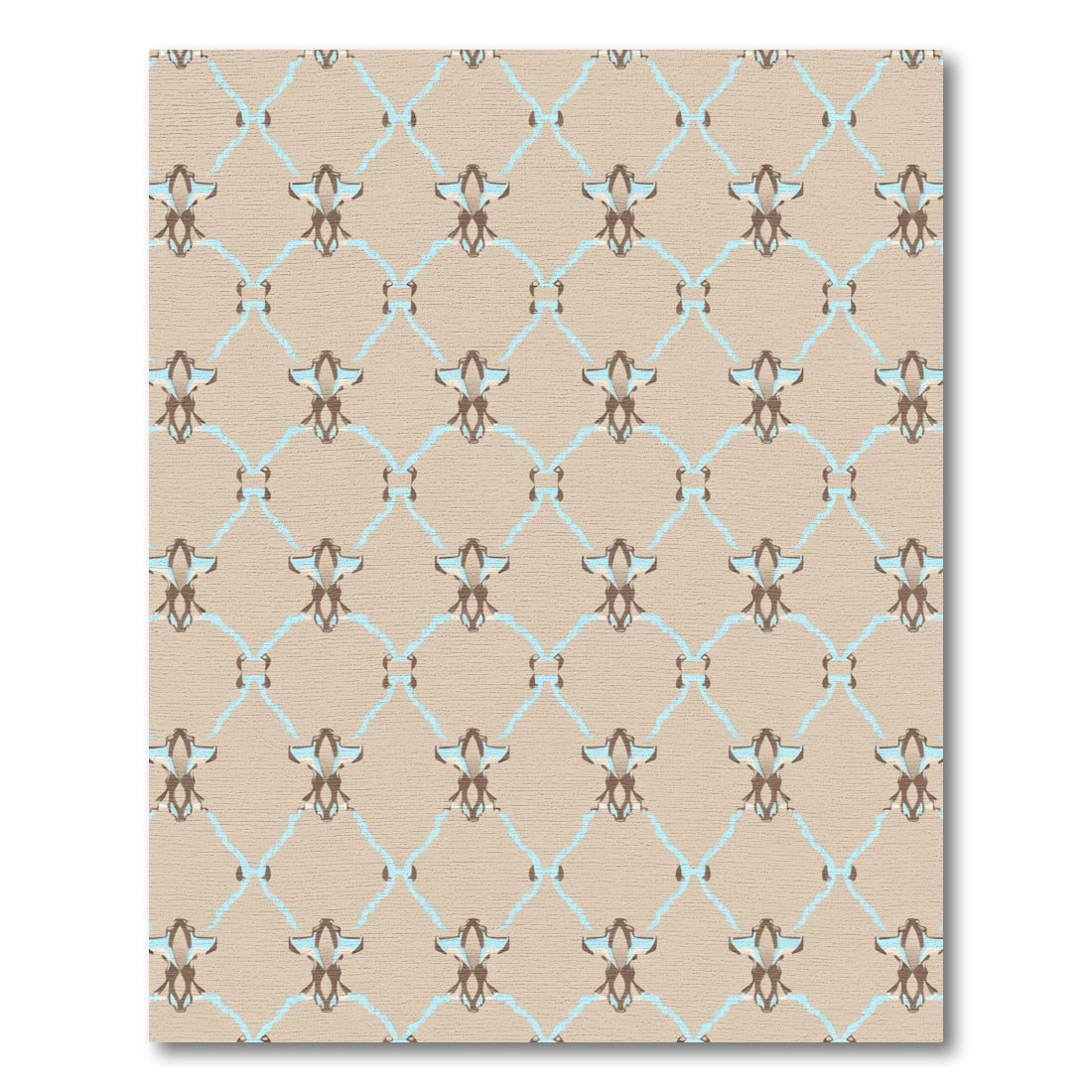 Brown Blue Lattice Ornament Rug