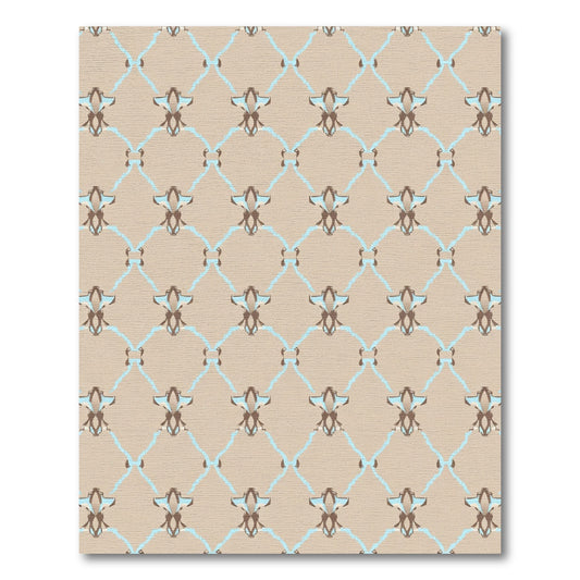 Brown Blue Lattice Ornament Rug