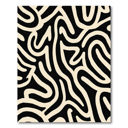 Cream Abstract Organic Lines Rug