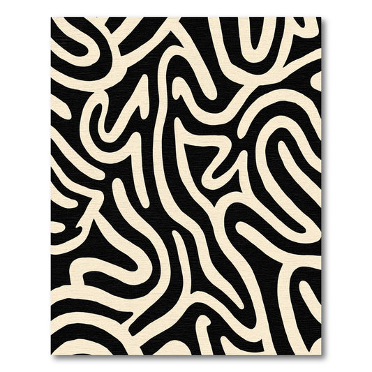 Cream Abstract Organic Lines Rug