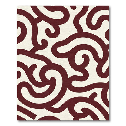 Maroon Swirl Abstract Continuous Line Rug