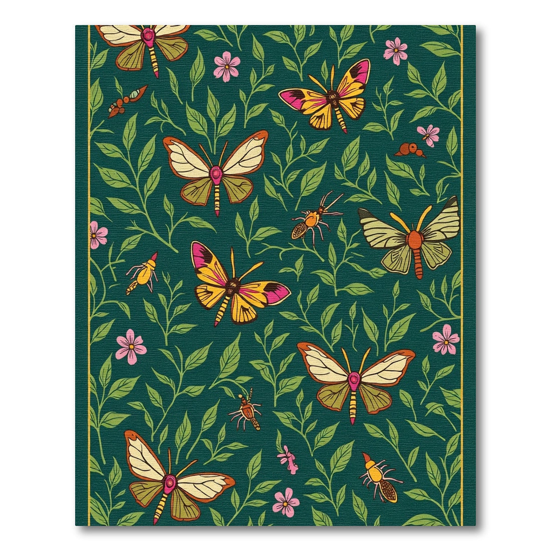 Emerald Green Butterfly Garden Whimsy Rug