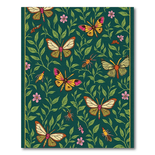 Emerald Green Butterfly Garden Whimsy Rug
