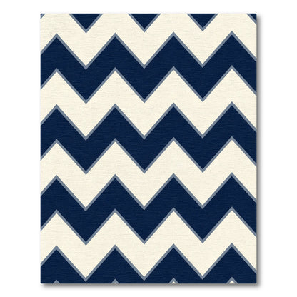 Navy Cream Zigzag Stripe Rug