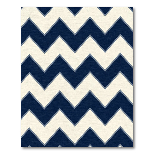 Navy Cream Zigzag Stripe Rug