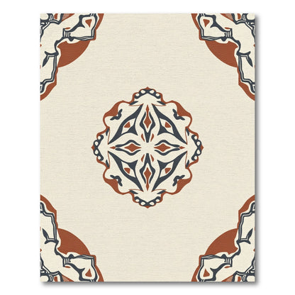 Earthy Terracotta Blue Mandala Rug