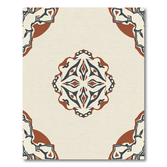Earthy Terracotta Blue Mandala Rug