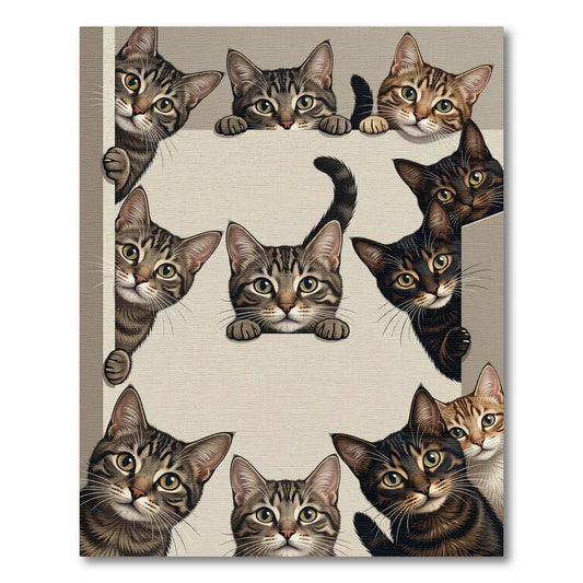 Whimsical Tabby Cat Portrait Collage Rug
