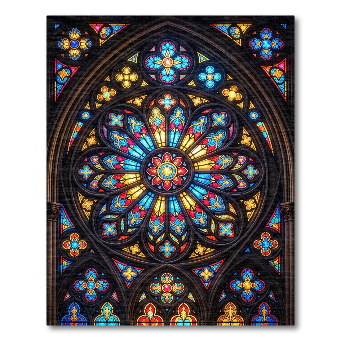 Stained Glass Radiant Cathedral Rose Rug