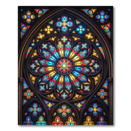 Stained Glass Radiant Cathedral Rose Rug