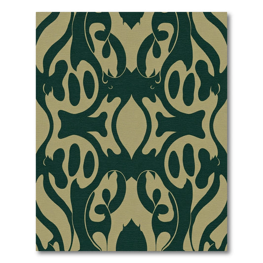 Dark Teal Ochre Abstract Swirl Rug
