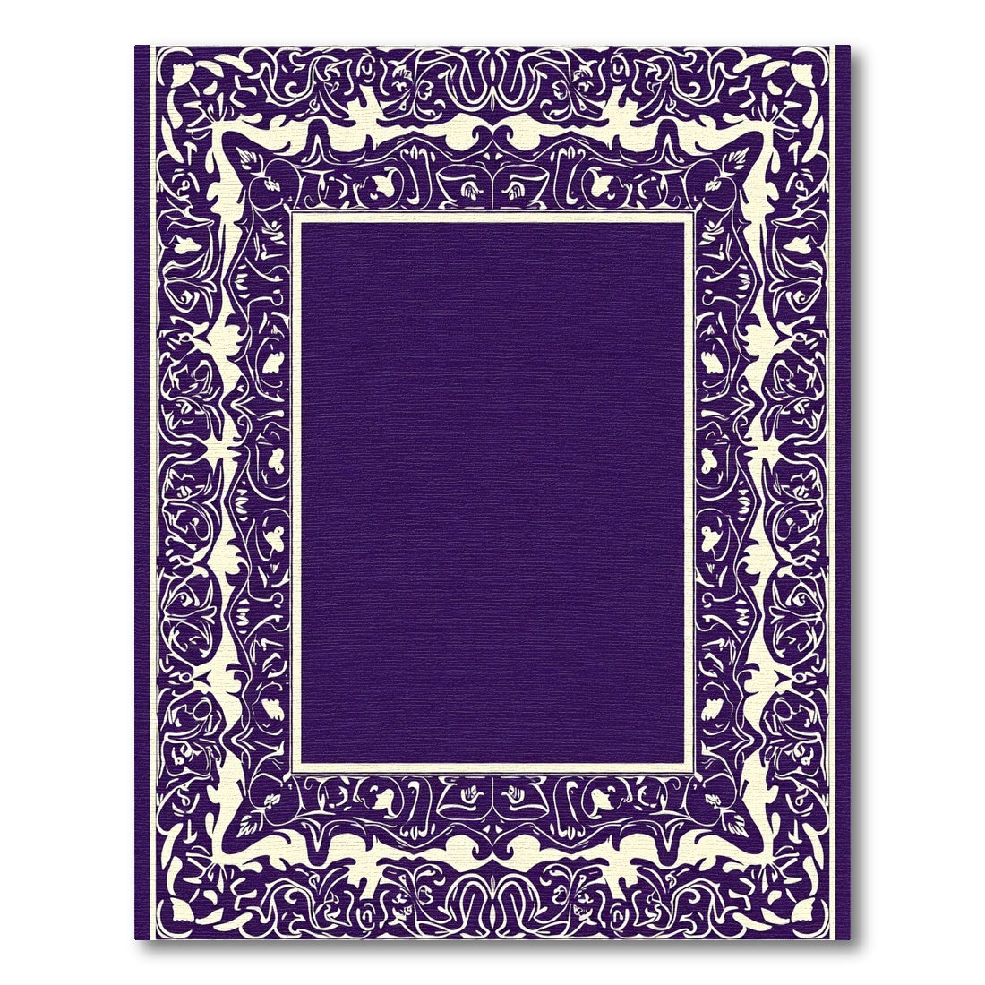 Rich Plum Intricate Floral Border Rug