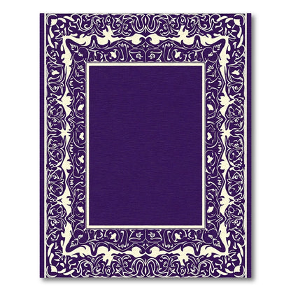 Rich Plum Intricate Floral Border Rug