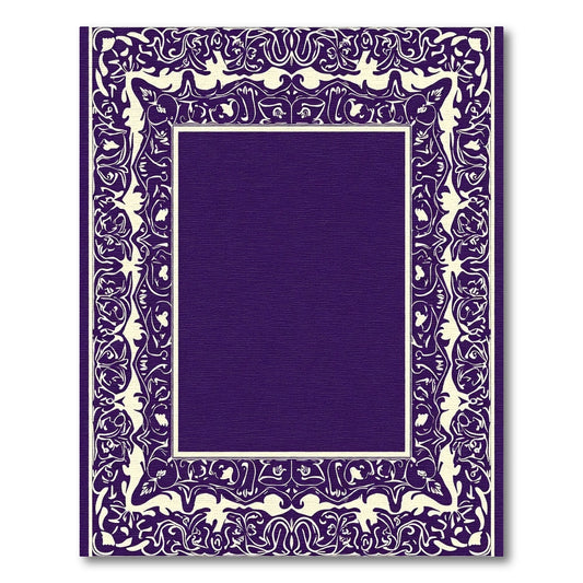 Rich Plum Intricate Floral Border Rug