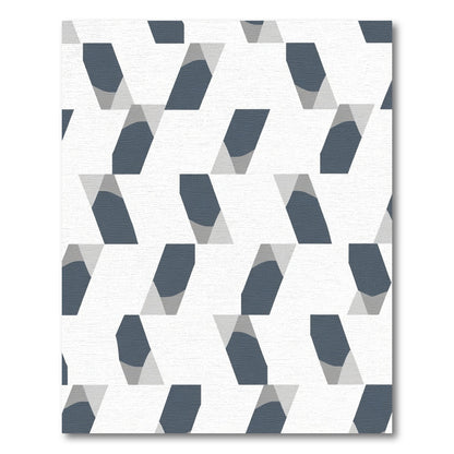 Navy Gray Geometric Abstract Shapes Rug