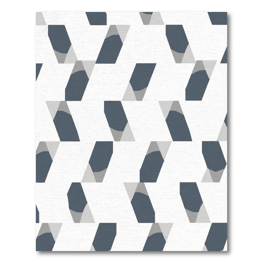 Navy Gray Geometric Abstract Shapes Rug