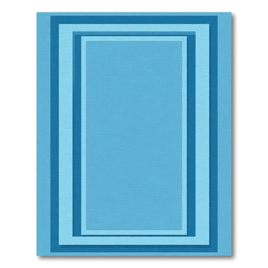 Geometric Layered Rectangle Sky Blue Rug