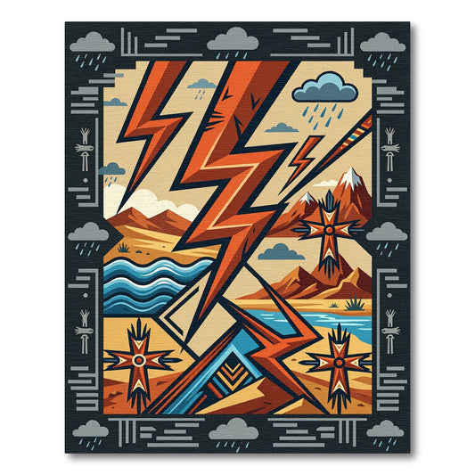 Southwestern Thunderstorm Crimson Lightning Art Rug