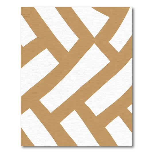 Modern Tan White Interlocking Lines Rug