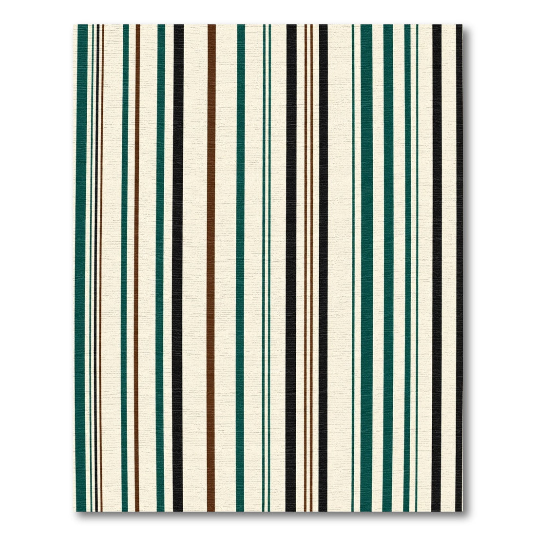 Cream Dark Teal Brown Black Stripe Rug