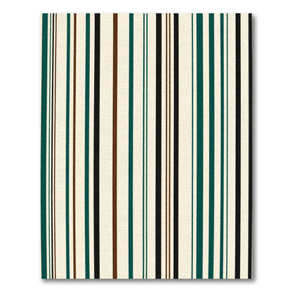 Cream Dark Teal Brown Black Stripe Rug
