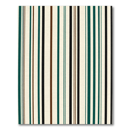 Cream Dark Teal Brown Black Stripe Rug