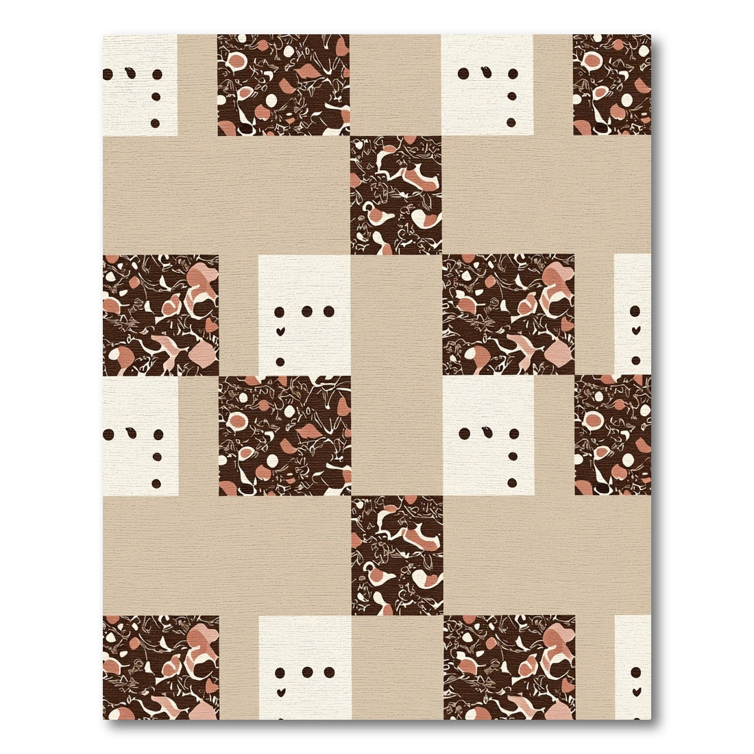 Brown Abstract Composition Square Rug