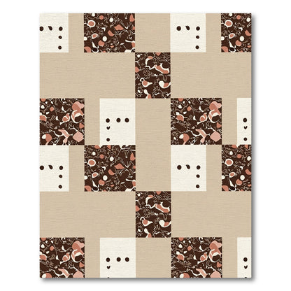 Brown Abstract Composition Square Rug