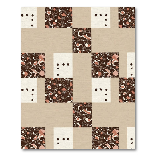 Brown Abstract Composition Square Rug