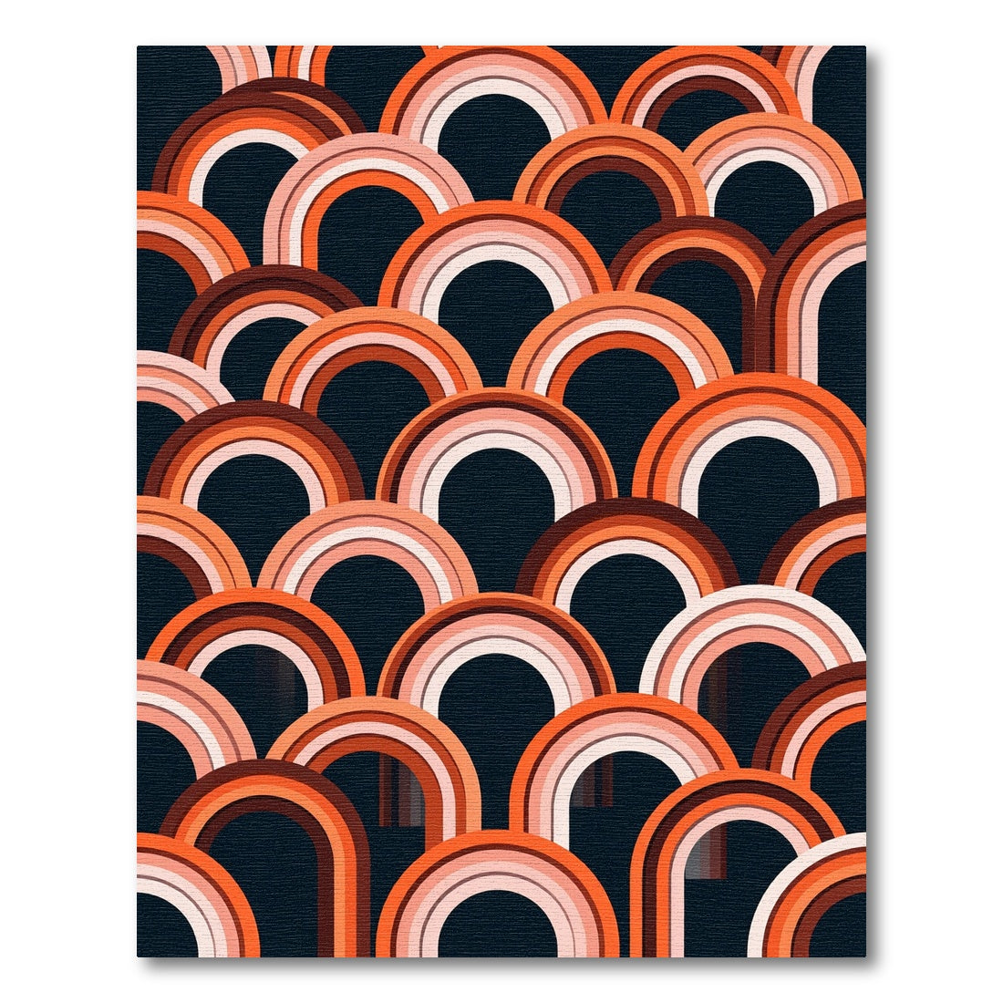 Retro Orange Arch Rainbow Array Rug
