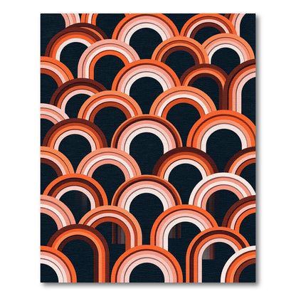 Retro Orange Arch Rainbow Array Rug